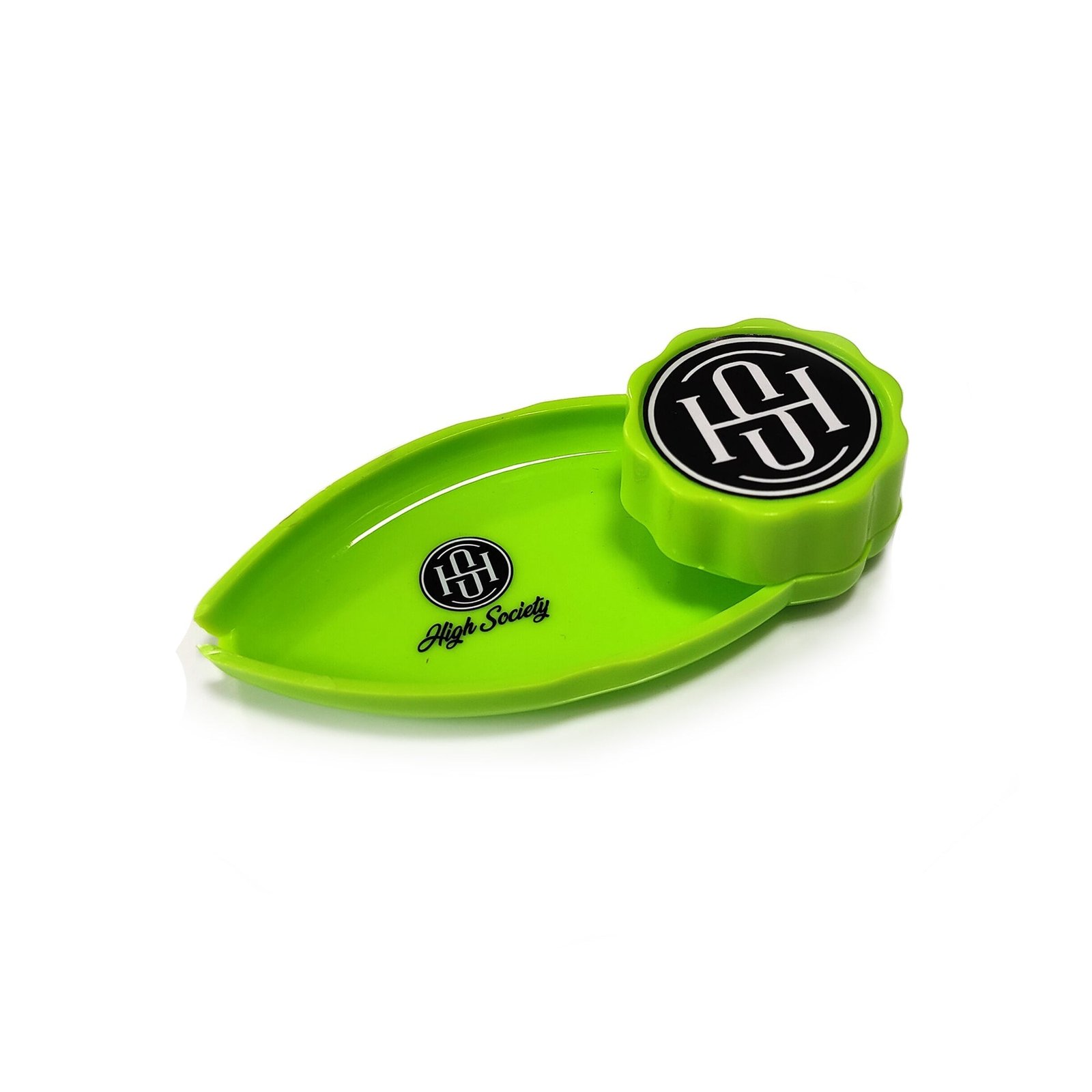 High Society | Mini Rolling Tray Grinder Combo – Neon Green