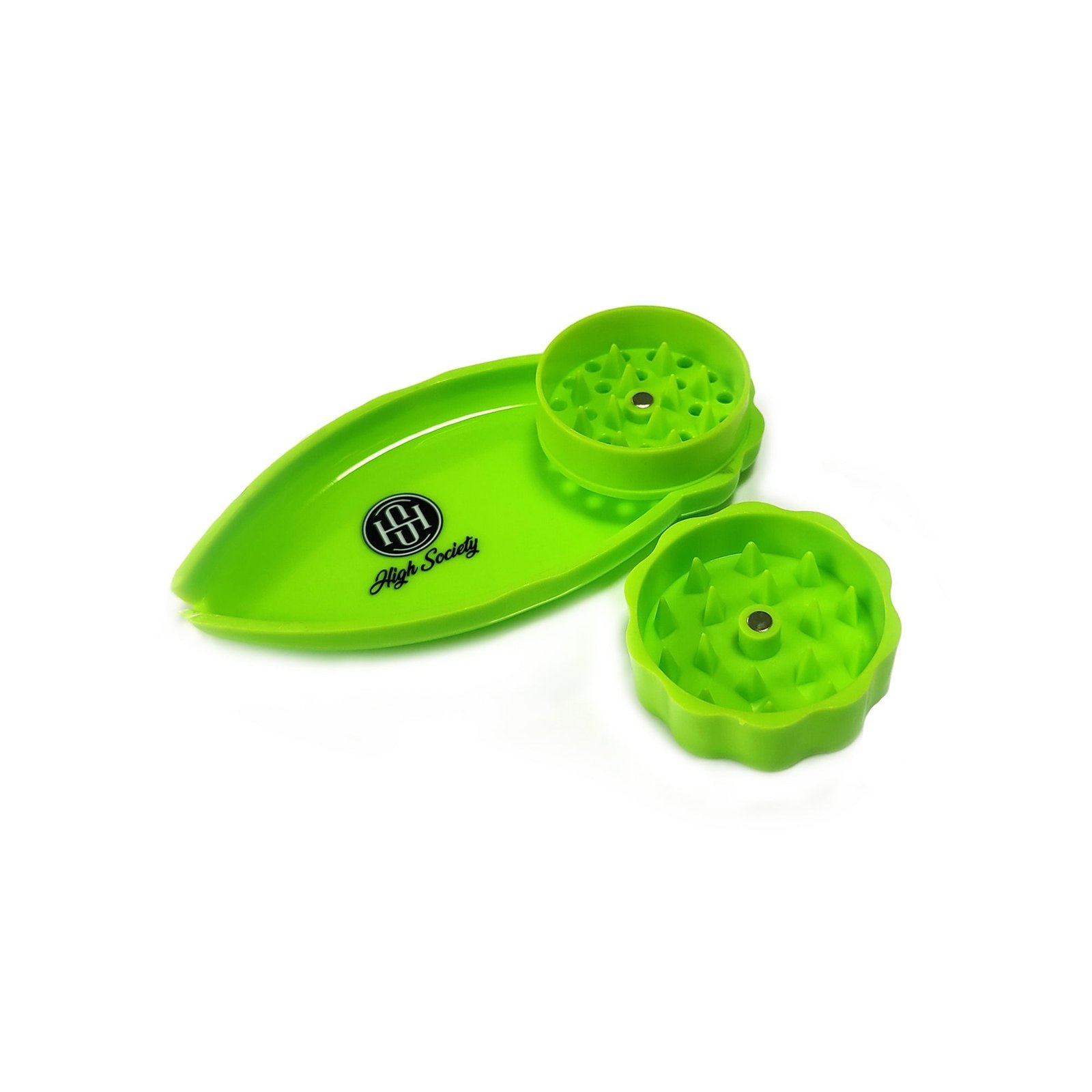 High Society | Mini Rolling Tray Grinder Combo – Neon Green - Image 4